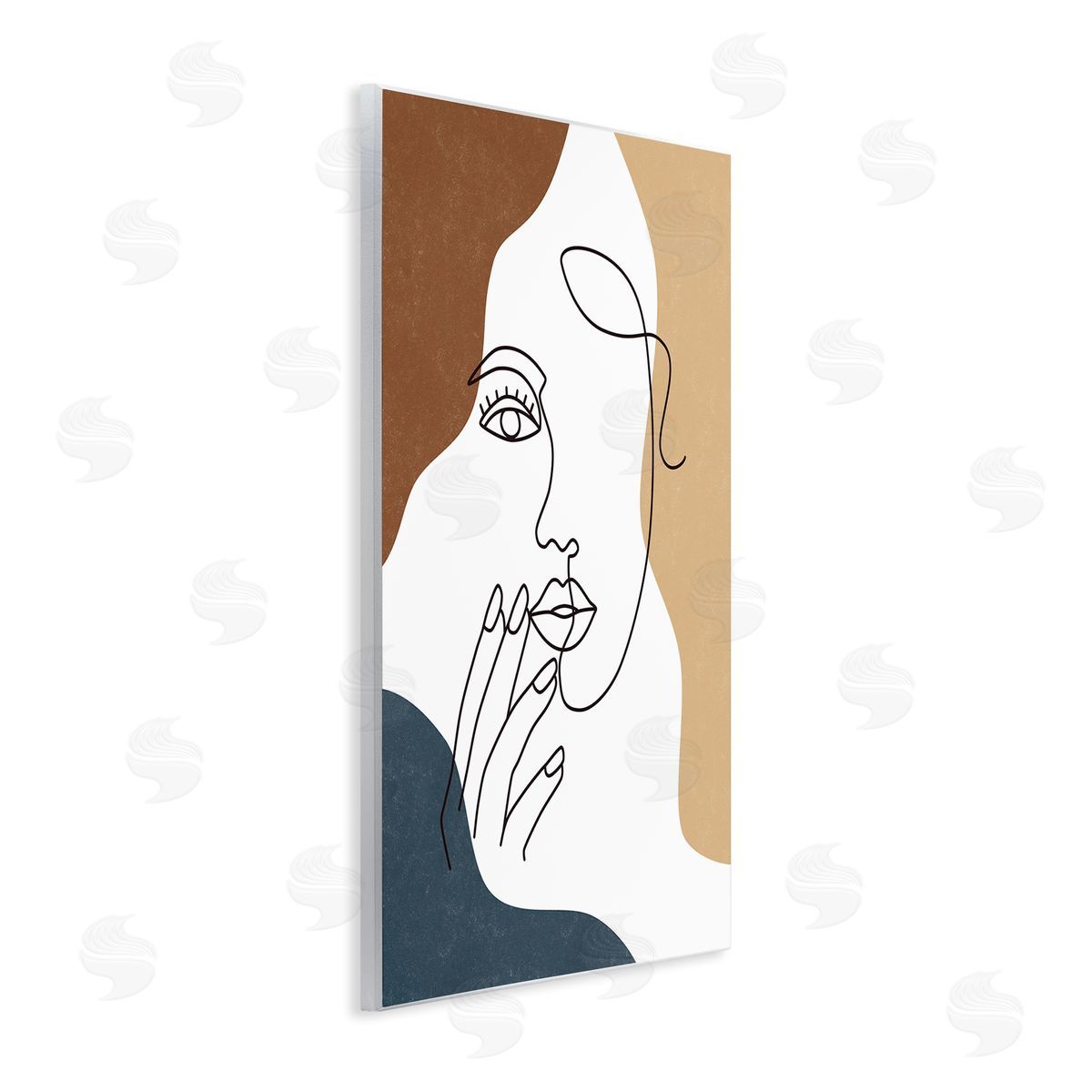 JJ Design House LLC Female Portrait Line Drawing Between Abstract Shapes