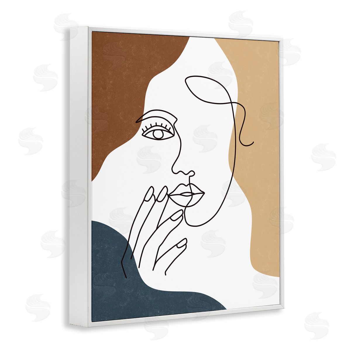 JJ Design House LLC Female Portrait Line Drawing Between Abstract Shapes