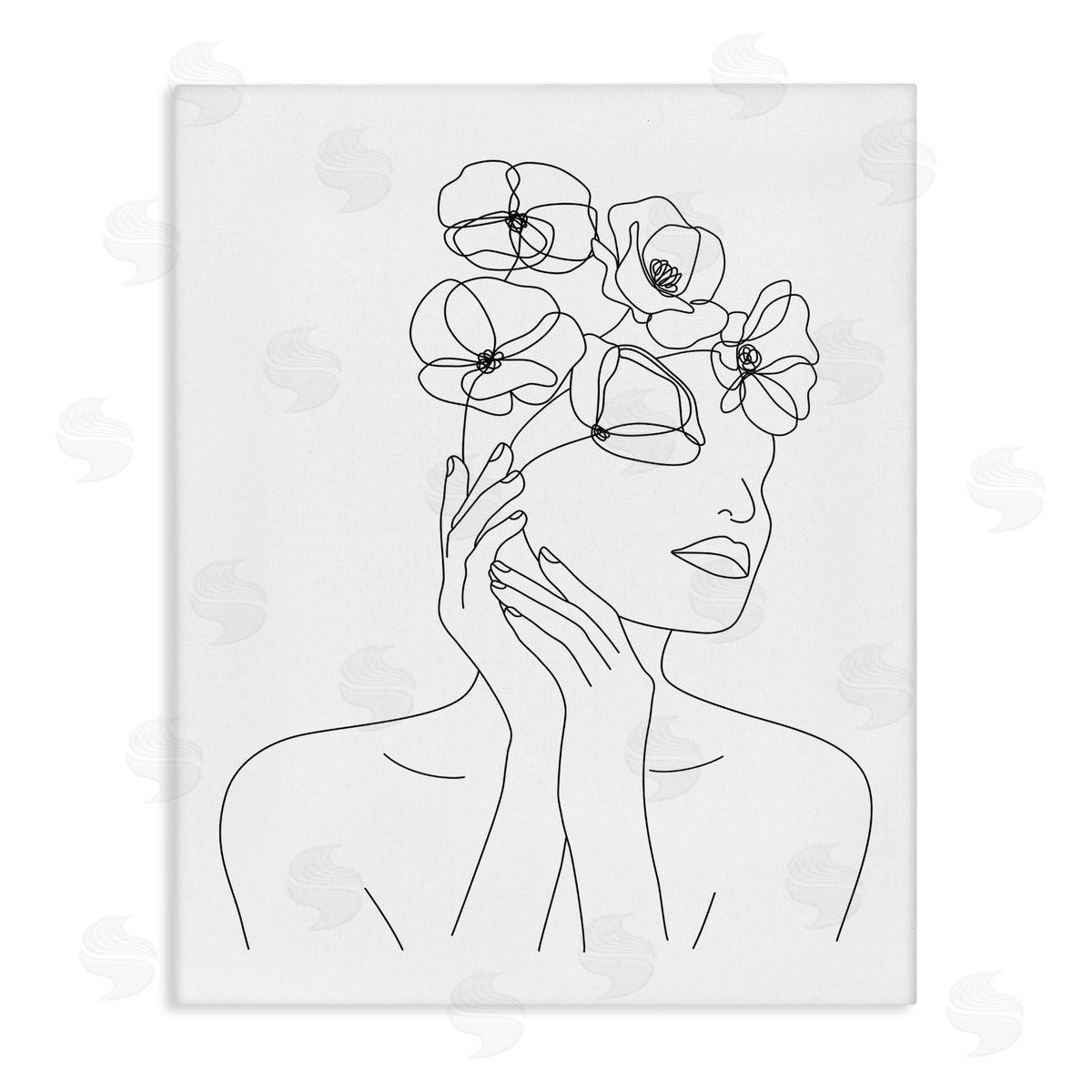 JJ Design House LLC Female Flowers in Hair Minimal Line Drawing
