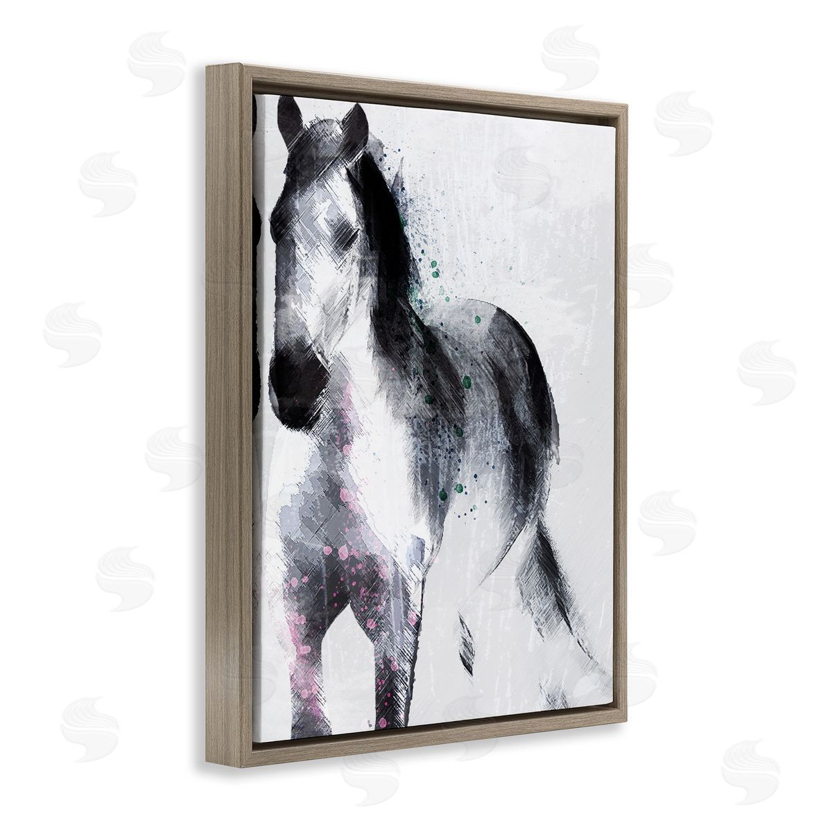 Jennifer Ellory Distressed Patch Line Wild Horse Portrait Black Pink