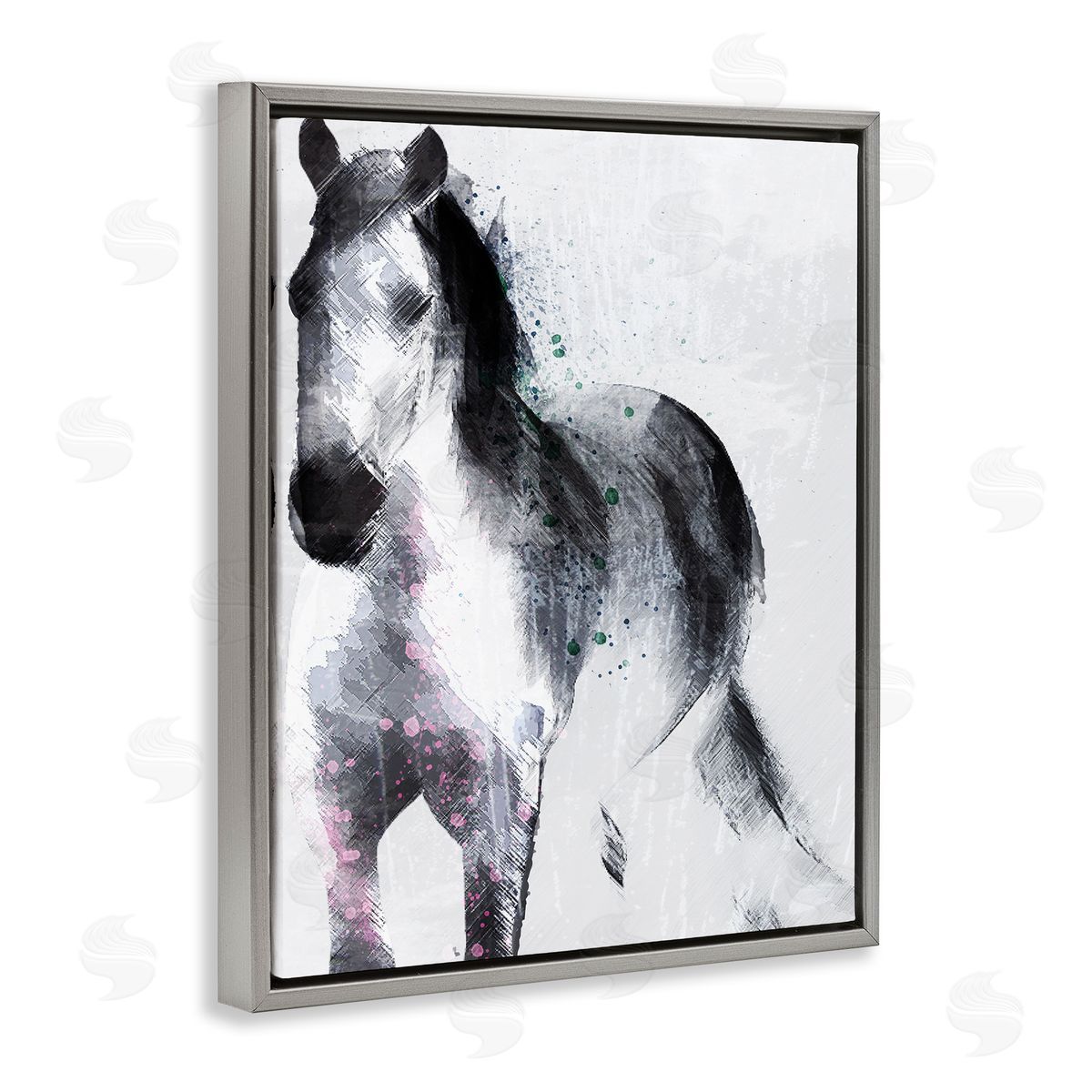 Jennifer Ellory Distressed Patch Line Wild Horse Portrait Black Pink