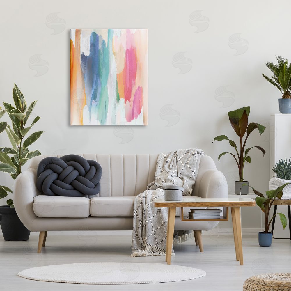 Jackie Hanson Faded Rainbow Tones Layered Shape Abstraction