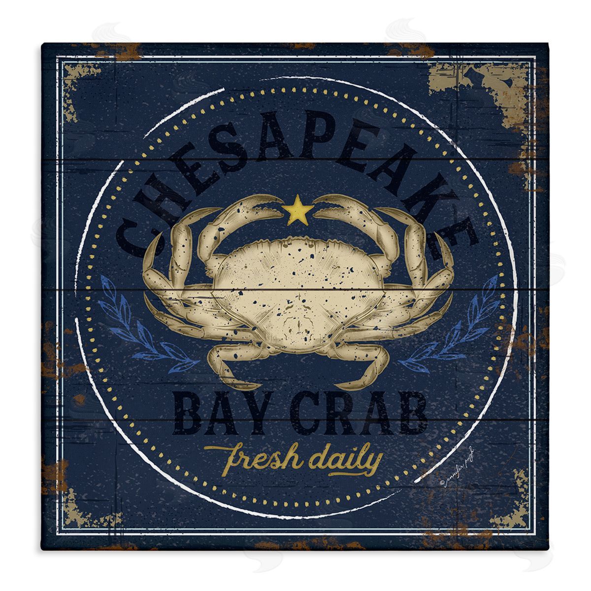 Vintage Chesapeake Bay Crab Canvas Wall Art, Home Decor by Jennifer Pugh