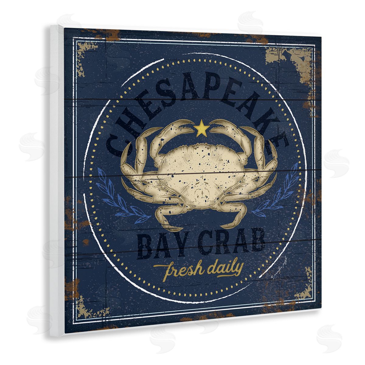 Vintage Chesapeake Bay Crab Wood Plaque Wall Art, Home Decor by Jennifer Pugh
