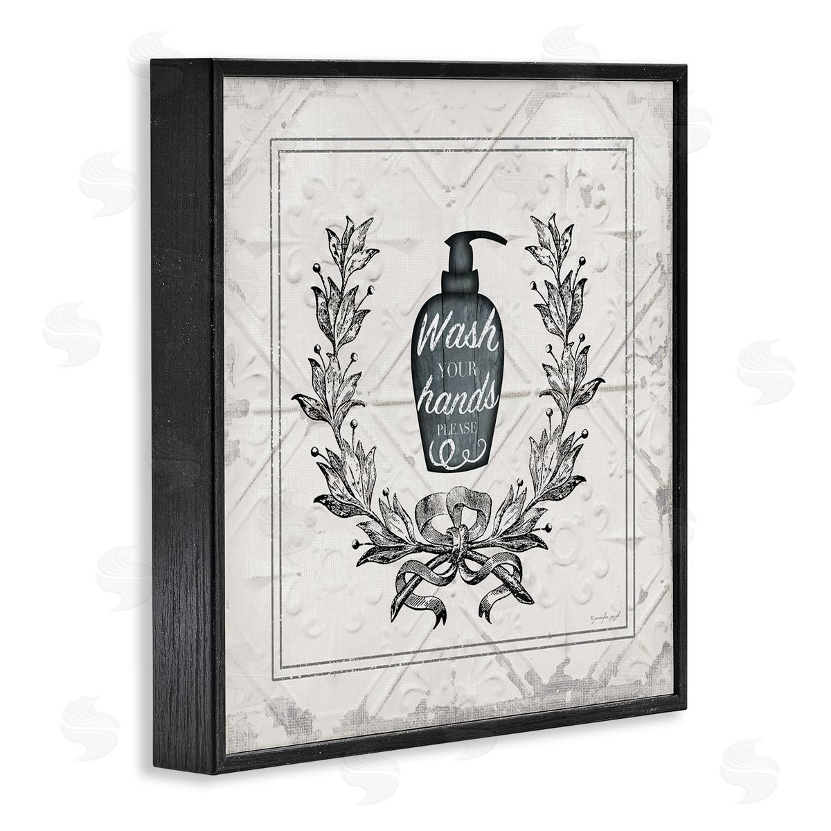 Jennifer Pugh Wash Your Hands Please Phrase Parisian Soap Bathroom Black Framed Glicee Wall Art Print