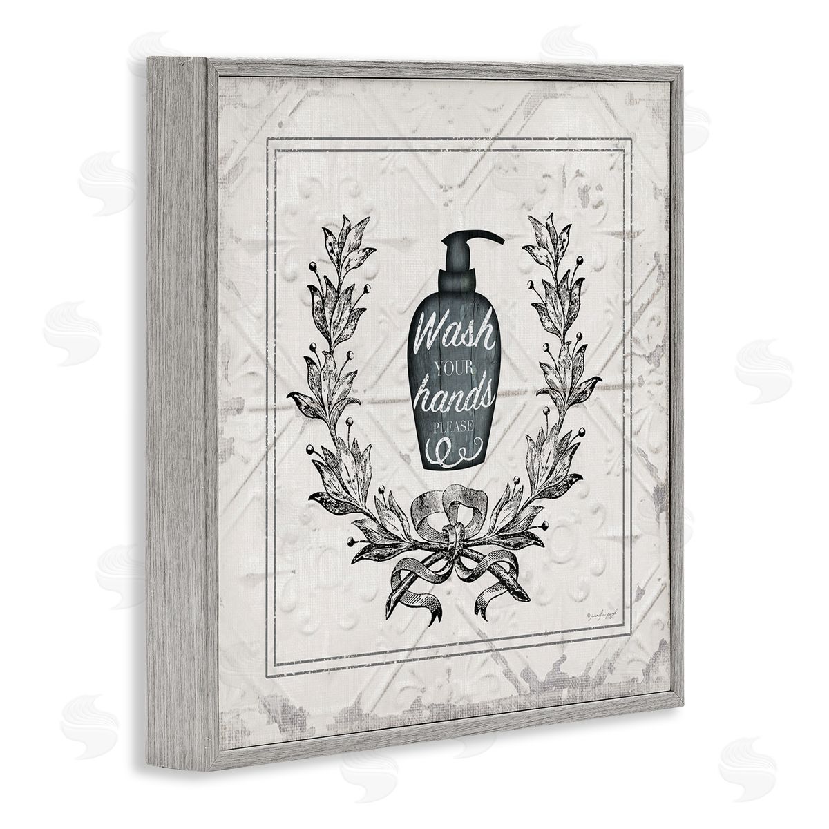 Jennifer Pugh Wash Your Hands Please Phrase Parisian Soap Bathroom Gray Framed Glicee Wall Art Print