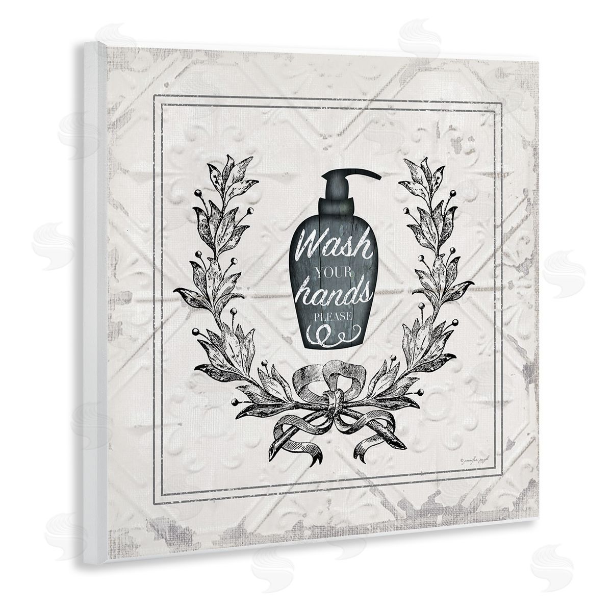 Jennifer Pugh Wash Your Hands Please Phrase Parisian Soap Bathroom Wooden Wall Plaque Art Print