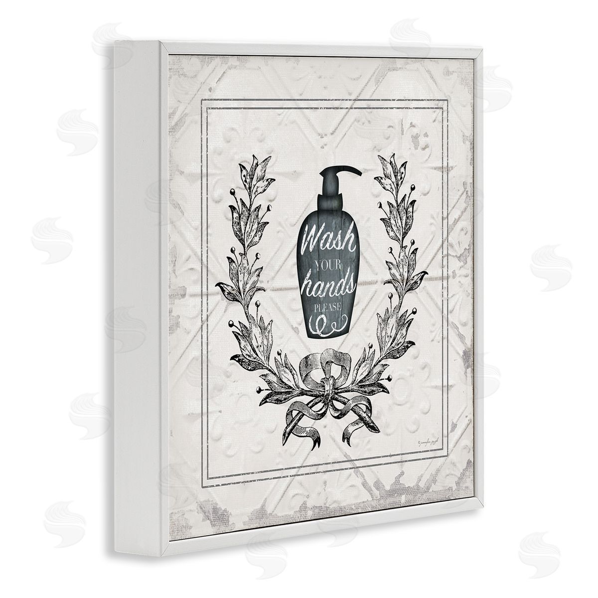 Jennifer Pugh Wash Your Hands Please Phrase Parisian Soap Bathroom White Framed Glicee Wall Art Print