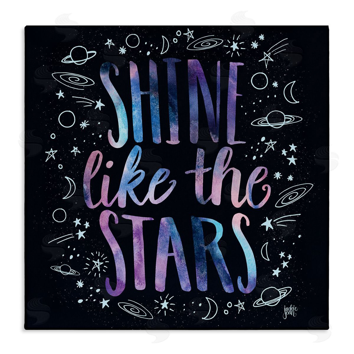 Jackie Quigley Shine Like Stars Phrase Cosmic Typography Constellation Sketch Stretched Canvas Wall Art Print