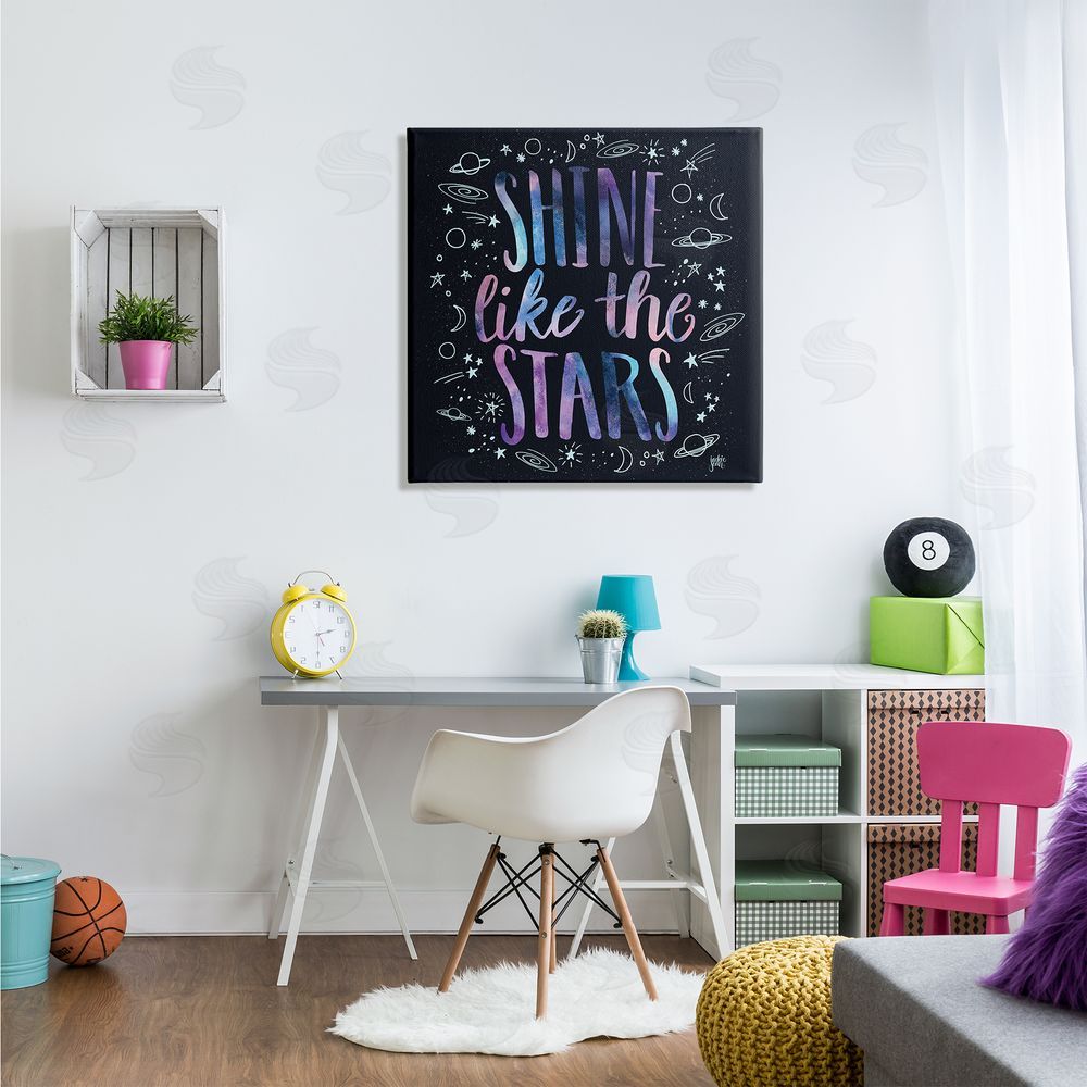 Jackie Quigley Shine Like Stars Phrase Cosmic Typography Constellation Sketch Canvas Wall Art in Room