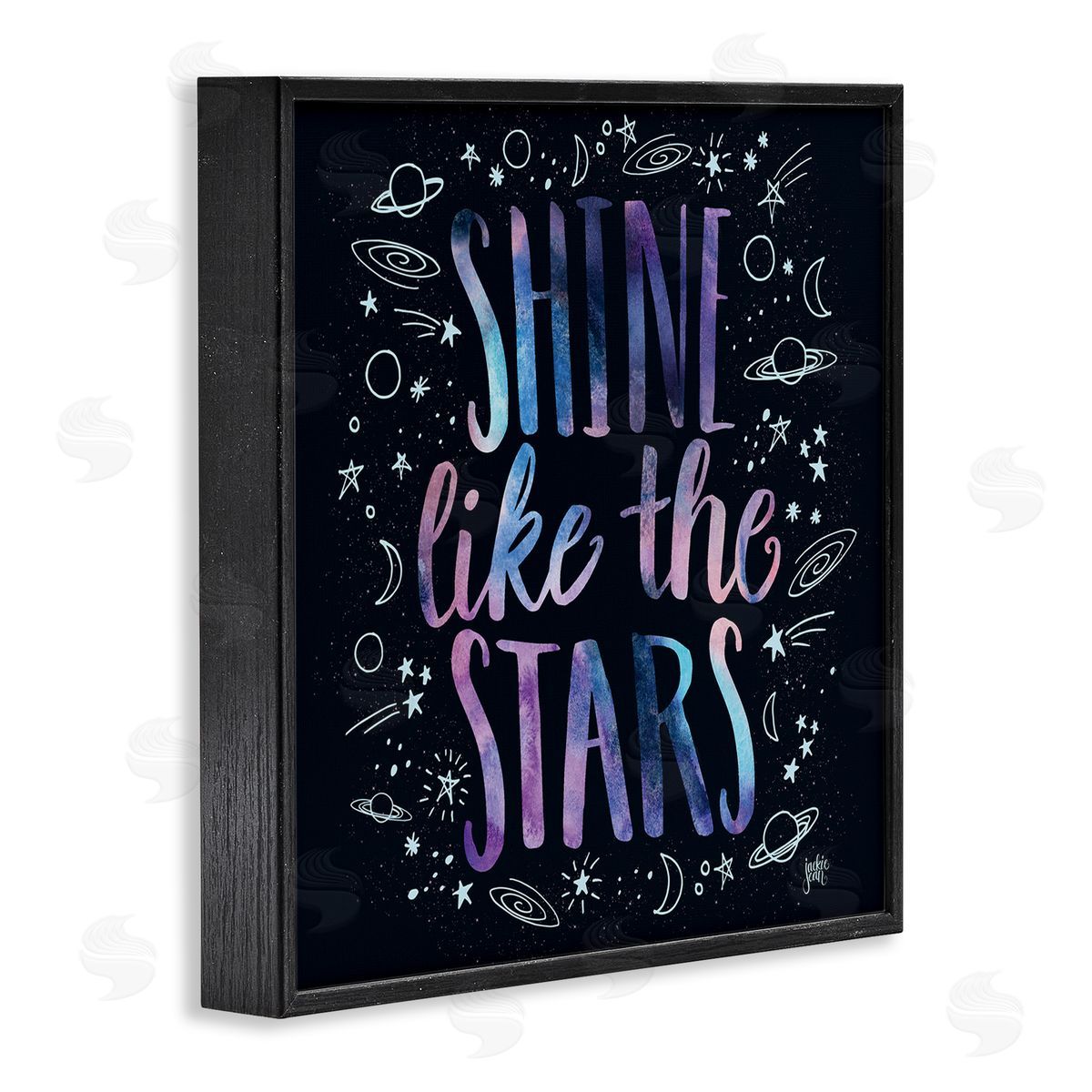 Jackie Quigley Shine Like Stars Phrase Cosmic Typography Constellation Sketch Black Framed Glicee Wall Art Print