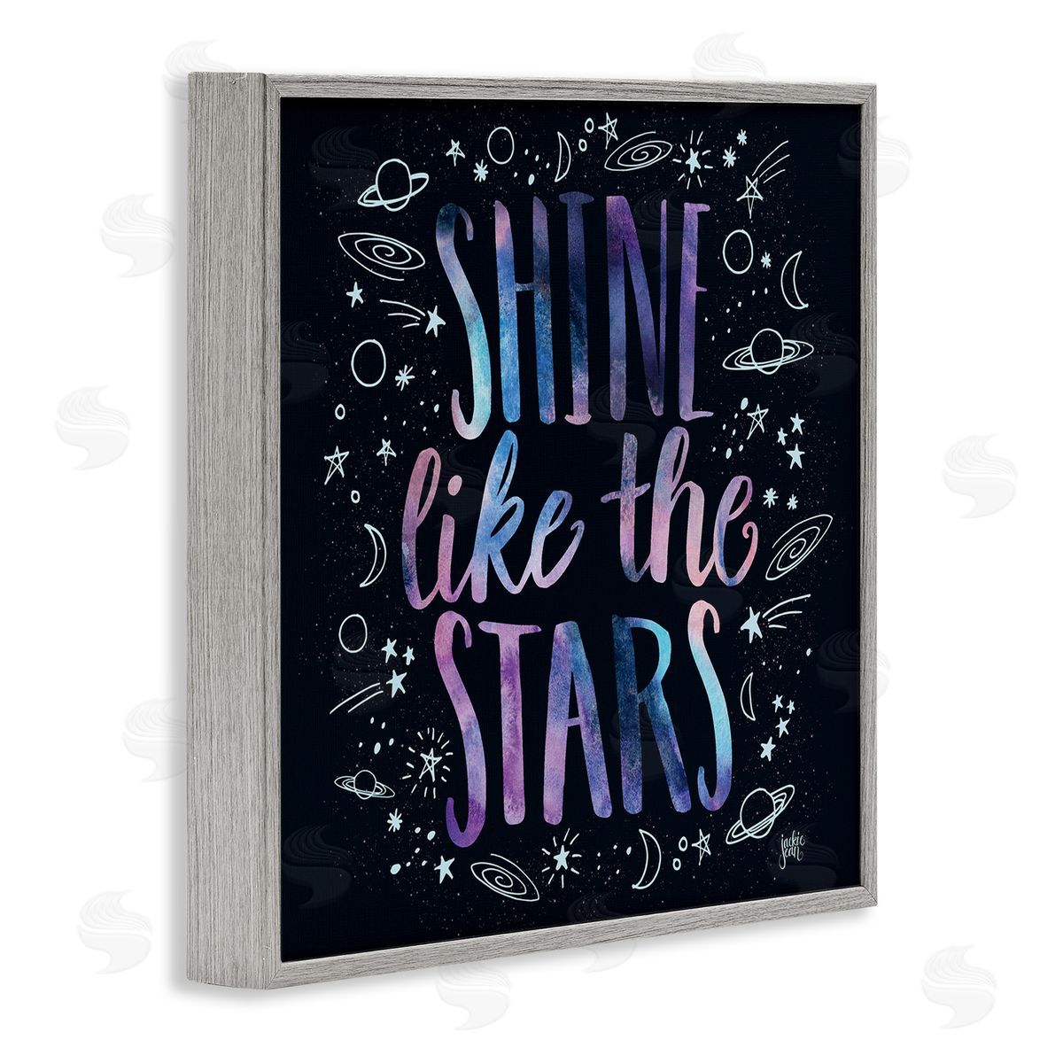 Jackie Quigley Shine Like Stars Phrase Cosmic Typography Constellation Sketch Gray Framed Glicee Wall Art Print