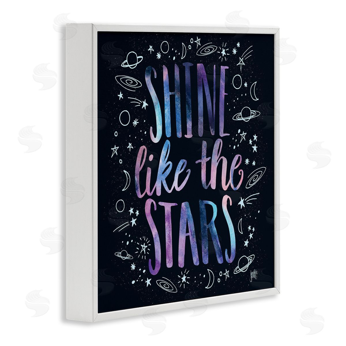 Jackie Quigley Shine Like Stars Phrase Cosmic Typography Constellation Sketch White Framed Glicee Wall Art Print