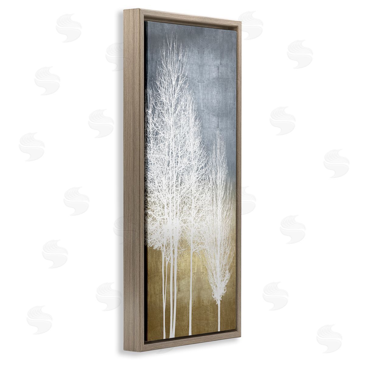 Tall Bare White Trees Nature Brown Floating Frame Canvas Wall Art, Home Decor by Kate Bennett