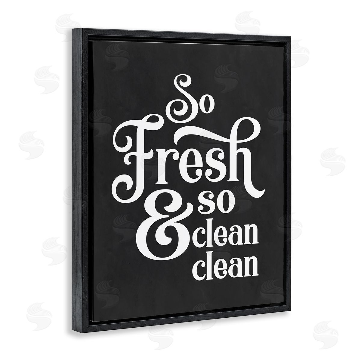 So Fresh & Clean Laundry Phrase Black Floating Frame Canvas Wall Art, Home Decor by Lettered and Lined