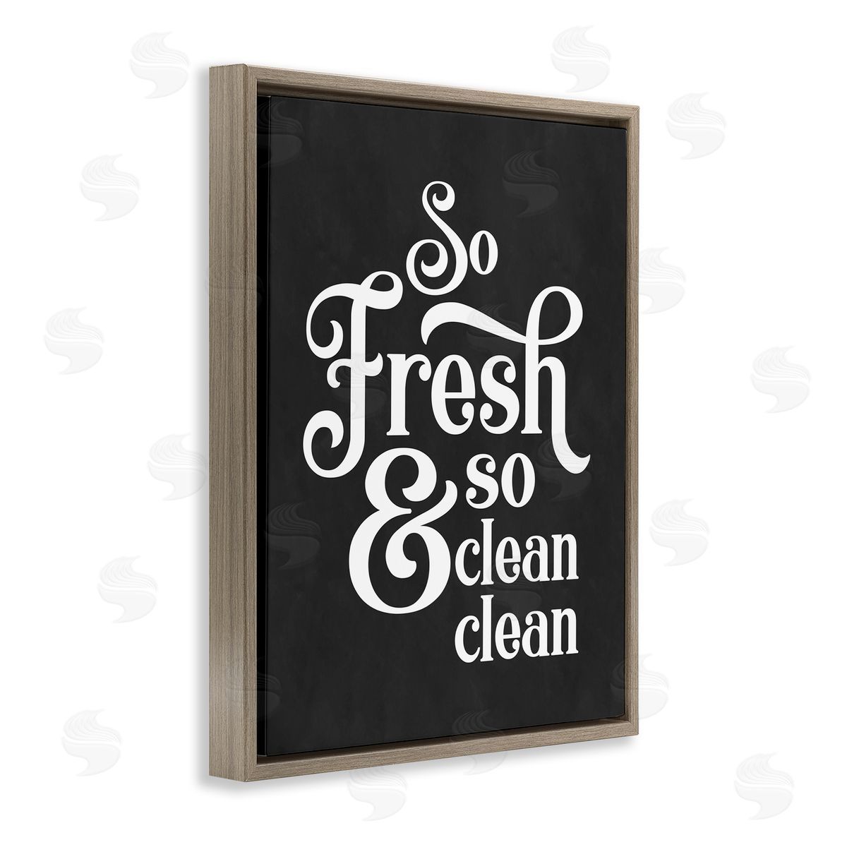 So Fresh & Clean Laundry Phrase Brown Floating Frame Canvas Wall Art, Home Decor by Lettered and Lined