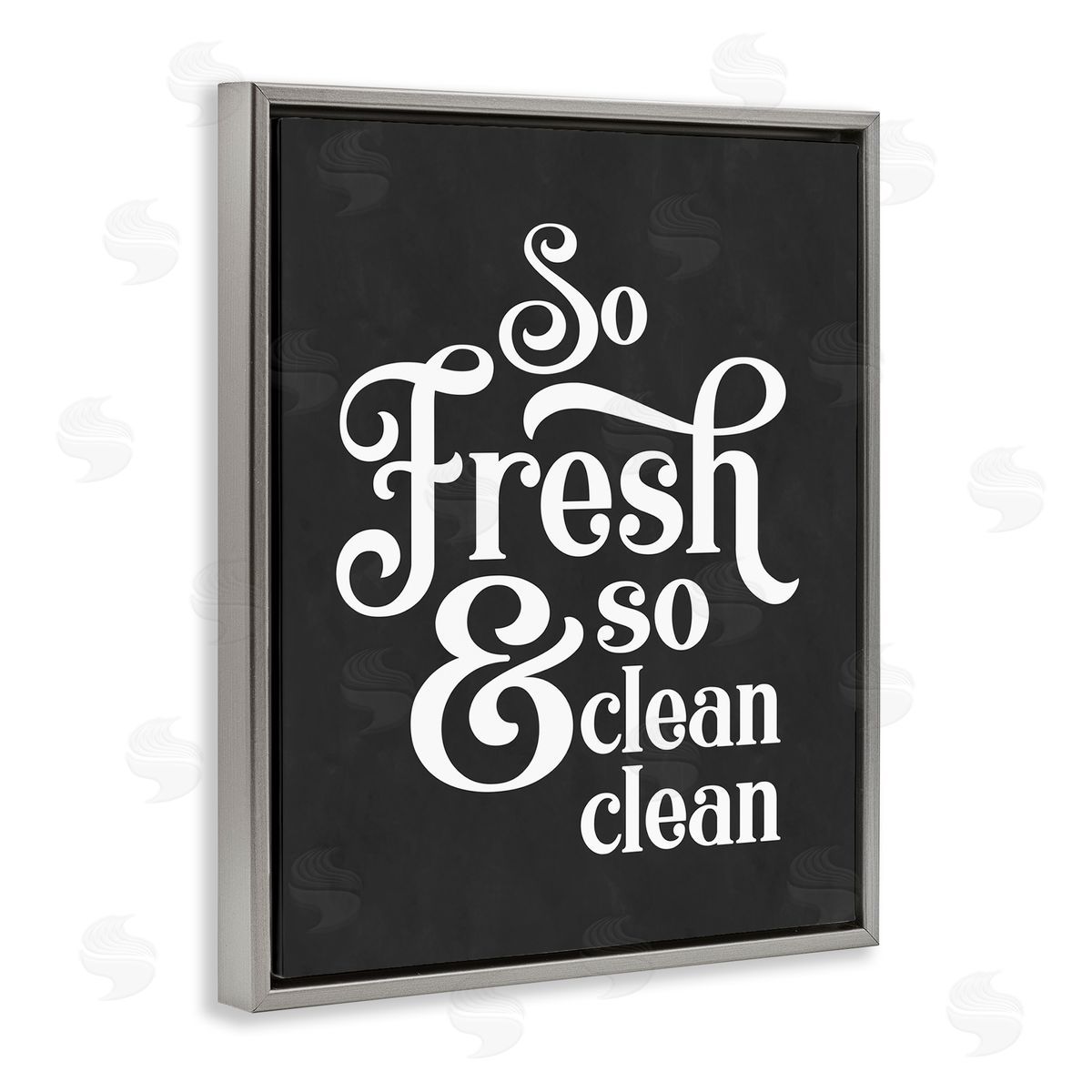 So Fresh & Clean Laundry Phrase Grey Floating Frame Canvas Wall Art, Home Decor by Lettered and Lined