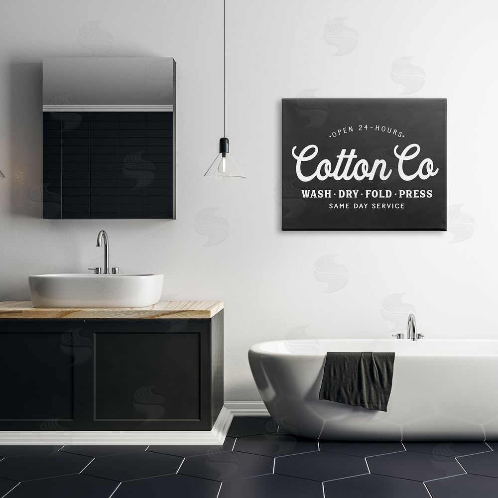 Lettered and Lined Cotton Co. Laundry Room Sign Black White Minimal