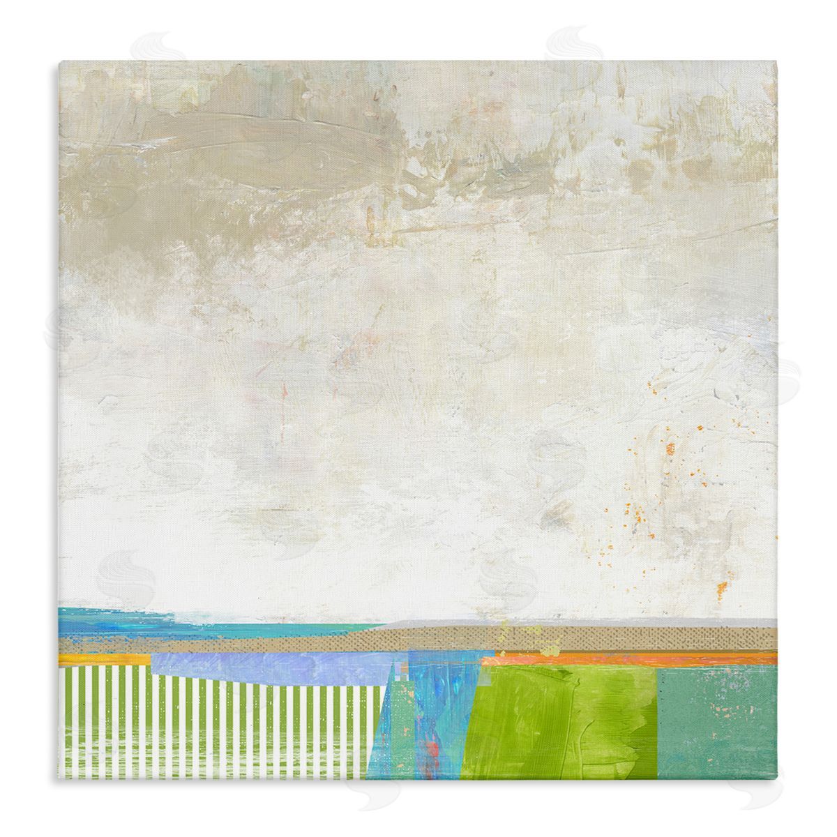 Suzanne Nicoll Abstract Geometric Open Landscape Green Blue Beige Stretched Canvas Wall Art Print