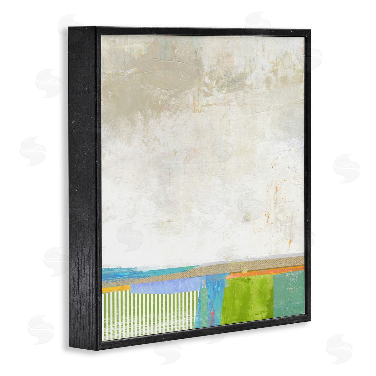 Suzanne Nicoll Abstract Geometric Open Landscape Green Blue Beige Black Framed Glicee Wall Art Print