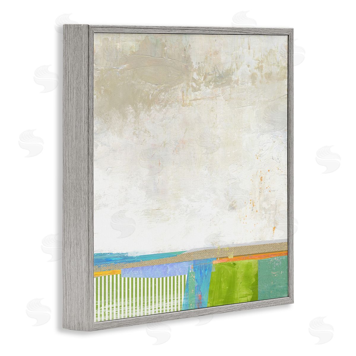 Suzanne Nicoll Abstract Geometric Open Landscape Green Blue Beige Gray Framed Glicee Wall Art Print