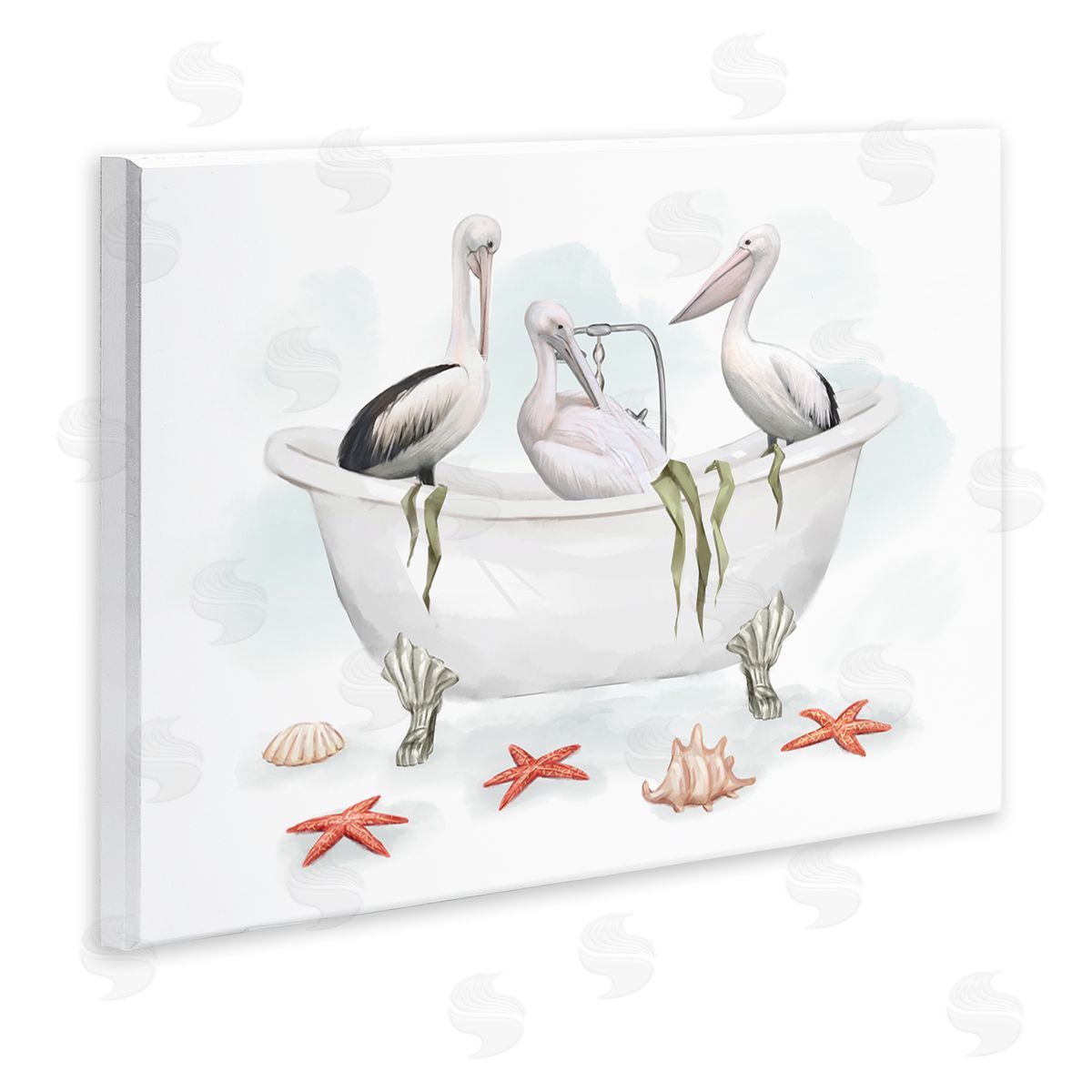 White Crane Trio Bath Wood Plaque Wall Art, Home Decor by Ziwei Li