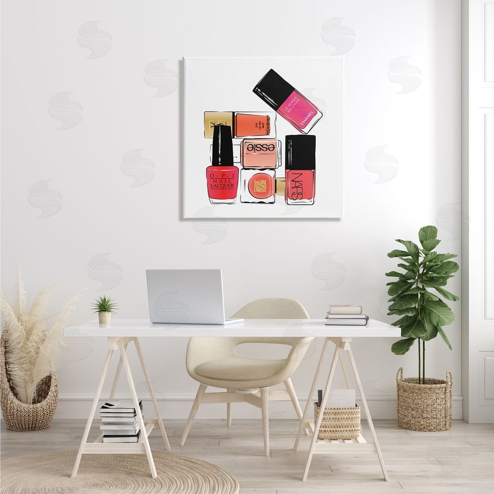 Martina Pavlova Stack of Nail Polish Glam Fashion Beauty Cosmetics Canvas Wall Art in Room