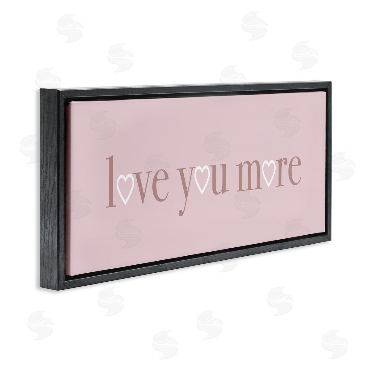 Soft Pink Love You More Phrase Black Floating Frame Canvas Wall Art, Home Decor by Stupell Studio