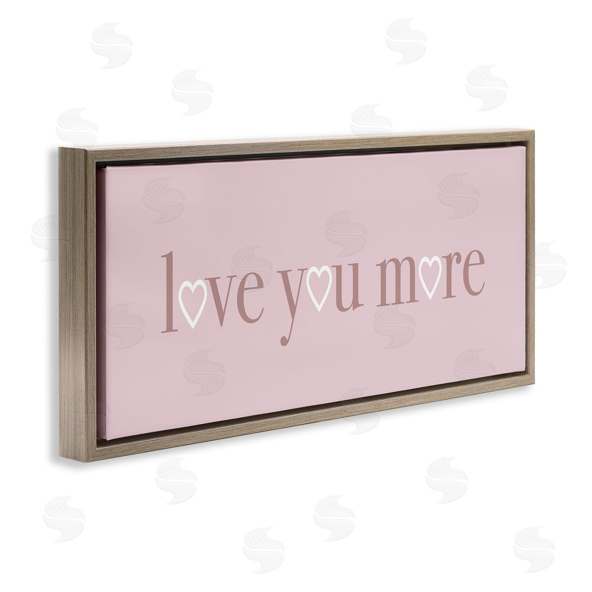 Soft Pink Love You More Phrase Brown Floating Frame Canvas Wall Art, Home Decor by Stupell Studio