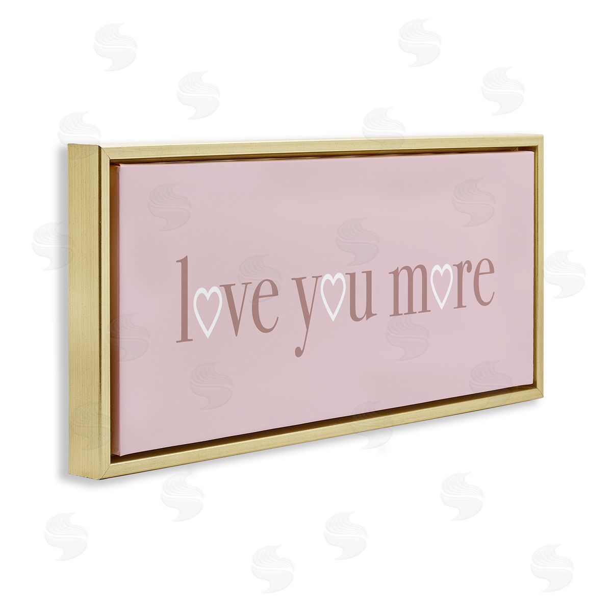 Soft Pink Love You More Phrase Gold Floating Frame Canvas Wall Art, Home Decor by Stupell Studio