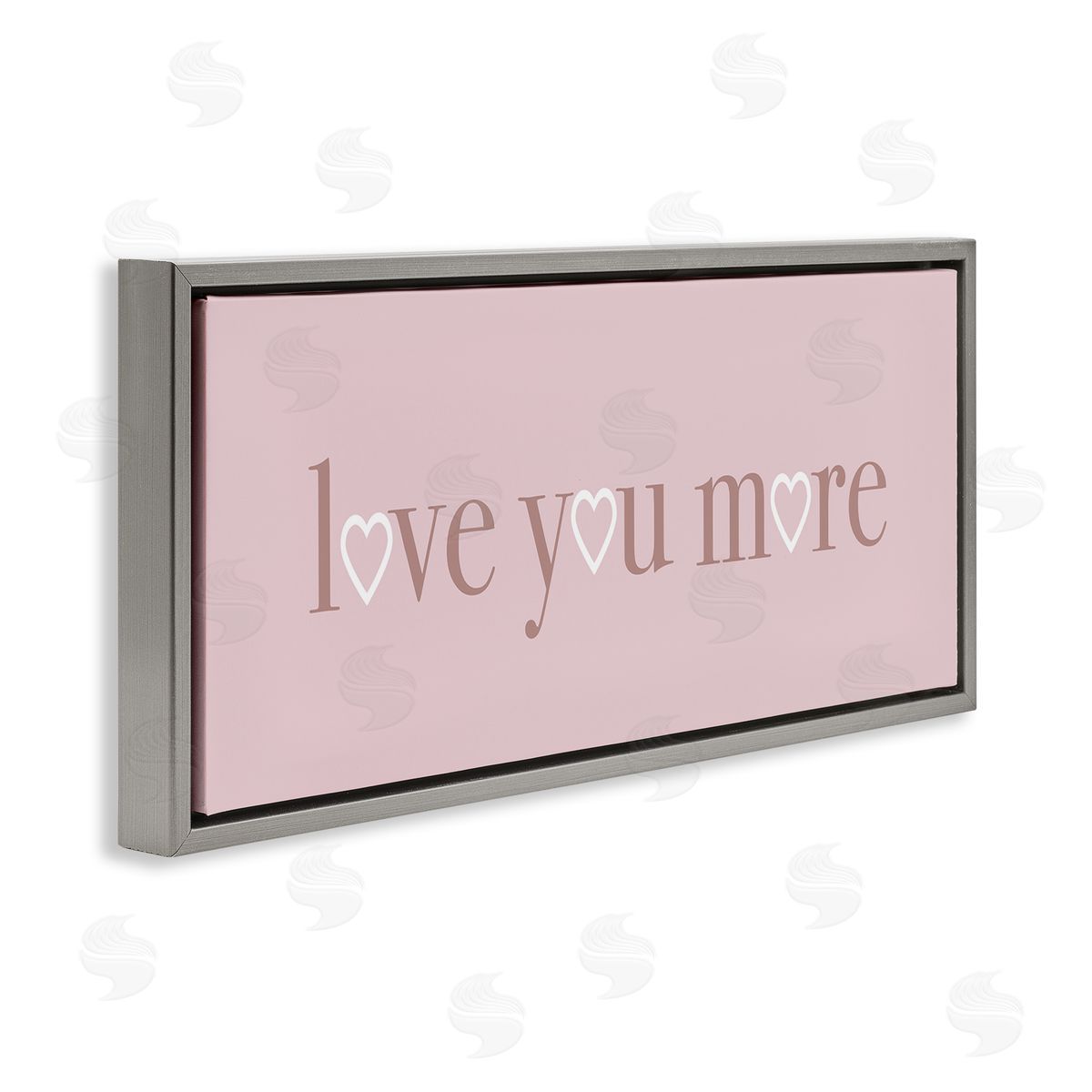 Soft Pink Love You More Phrase Grey Floating Frame Canvas Wall Art, Home Decor by Stupell Studio