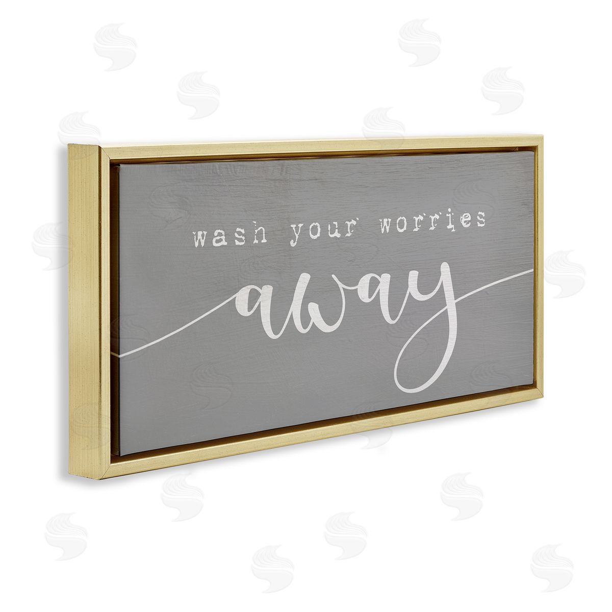 Wash Your Worries Away Phrase Gold Floating Frame Canvas Wall Art, Home Decor by Stupell Studio