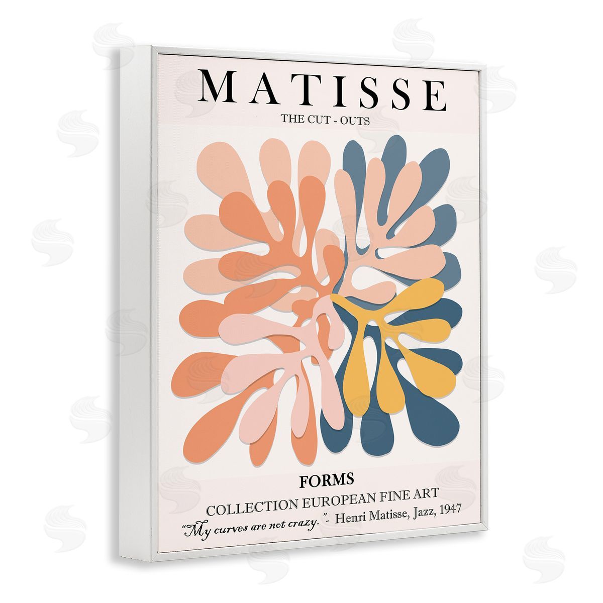 Classical Matisse Cut Out Forms White Frame Print Wall Art, Home Decor by Ros Ruseva
