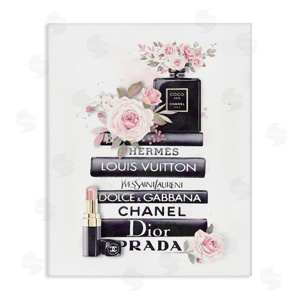 Pink Roses Glam Bookstack Canvas Wall Art, Home Decor by Ros Ruseva