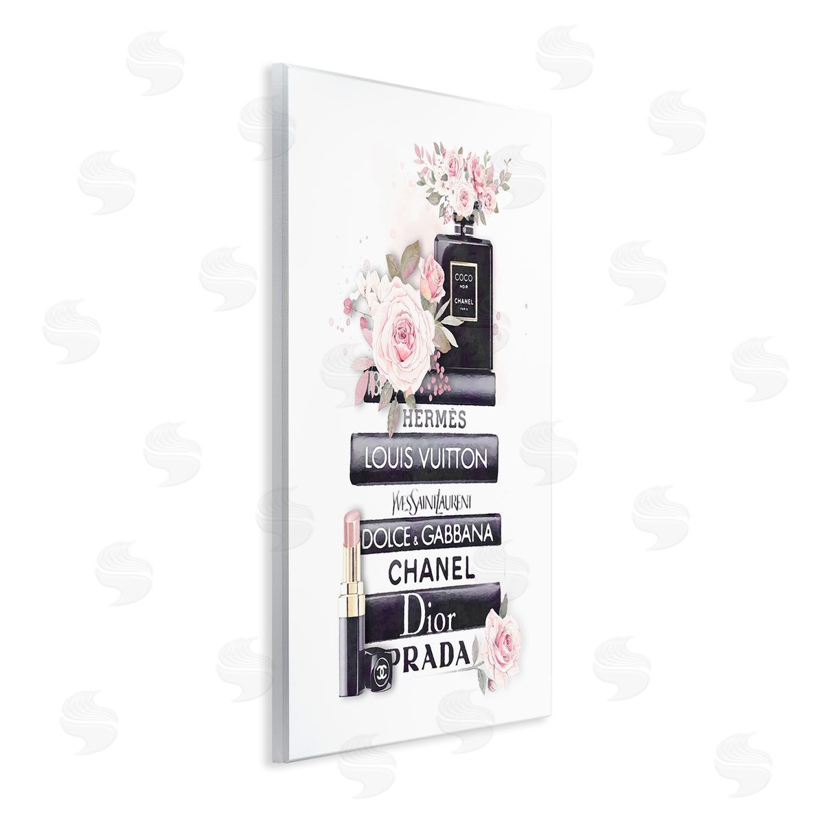 Pink Roses Glam Bookstack Wood Plaque Wall Art, Home Decor by Ros Ruseva