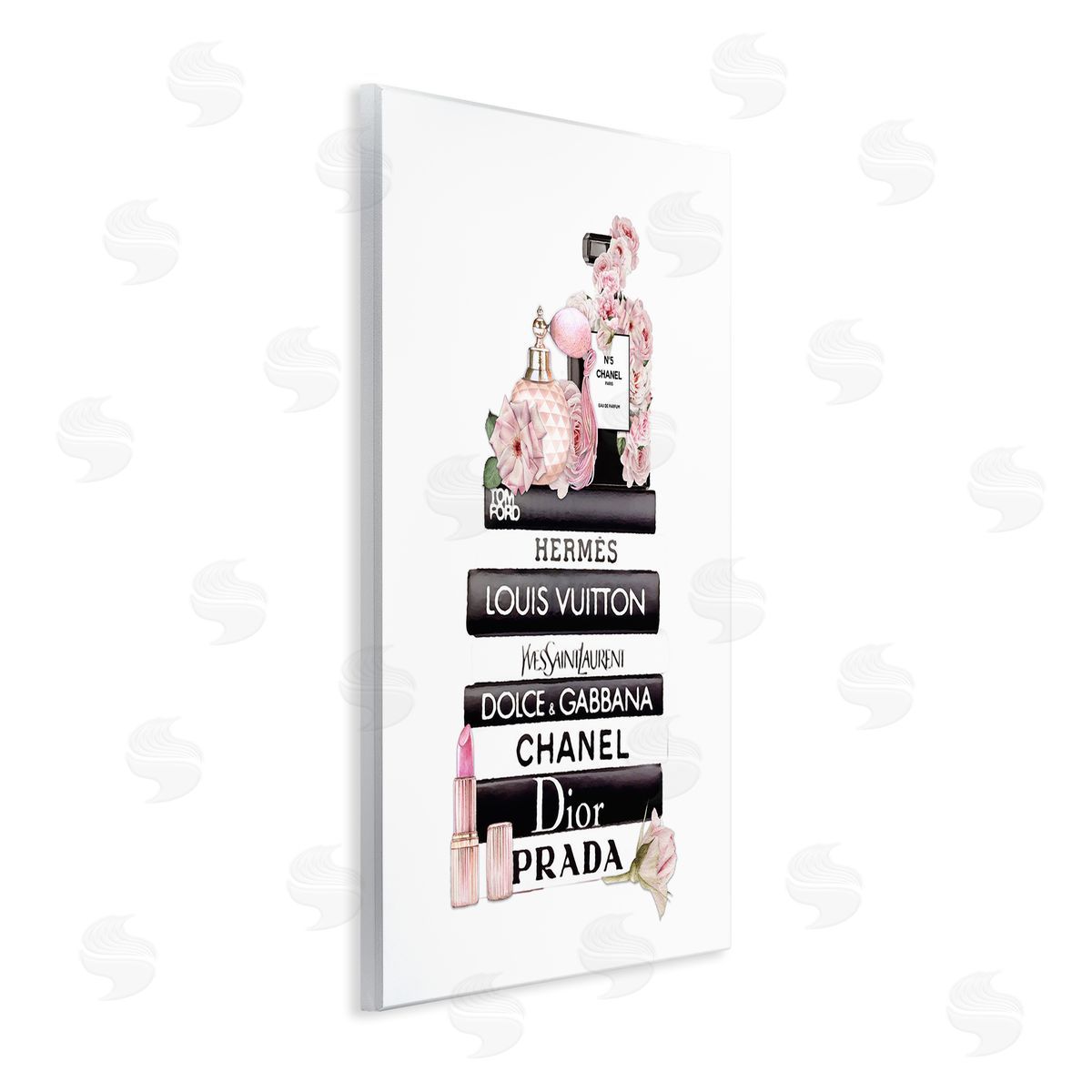 Chic Pink Cosmetic Fashion Books Wood Plaque Wall Art, Home Decor by Ros Ruseva