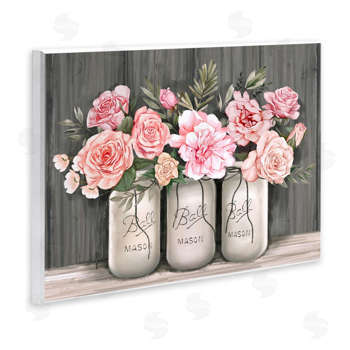 Blossoming Pink Rose Bouquets Wood Plaque Wall Art, Home Decor by Ziwei Li