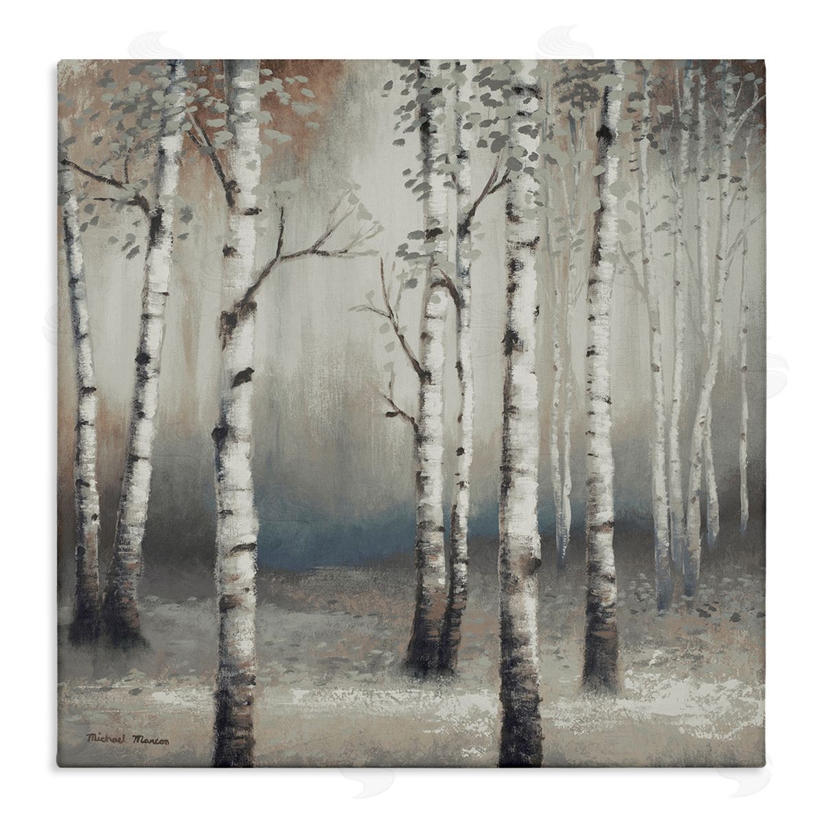 Birch Trees with Misty Haze Canvas Wall Art, Home Decor by Michael Marcon