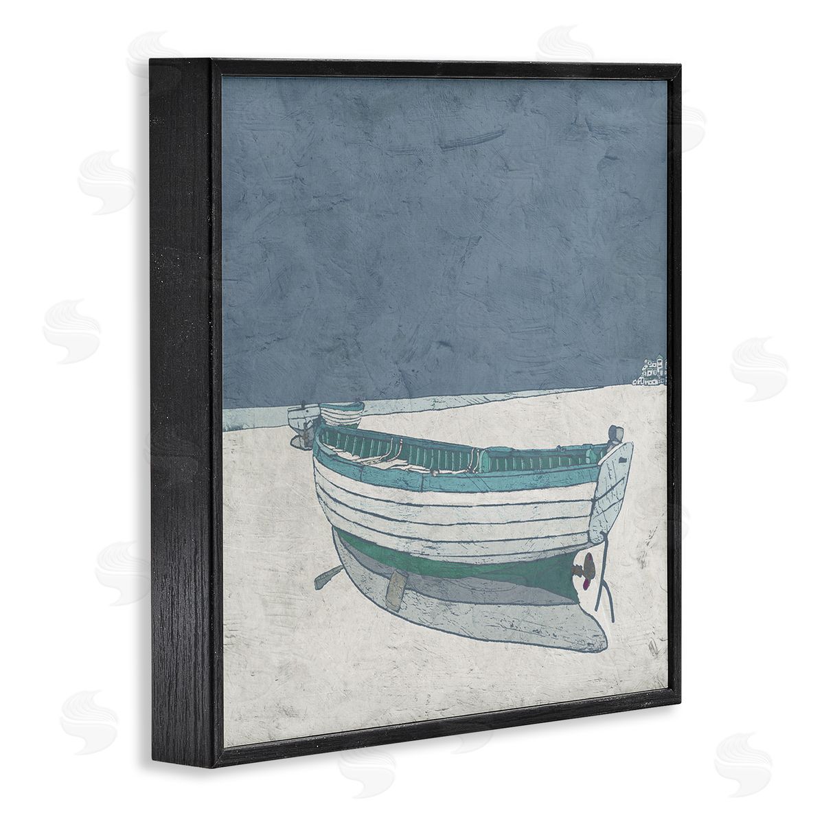 Ynon Mabat Rustic Boat on Sand Monochromatic Nautical Beach City Black Framed Glicee Wall Art Print