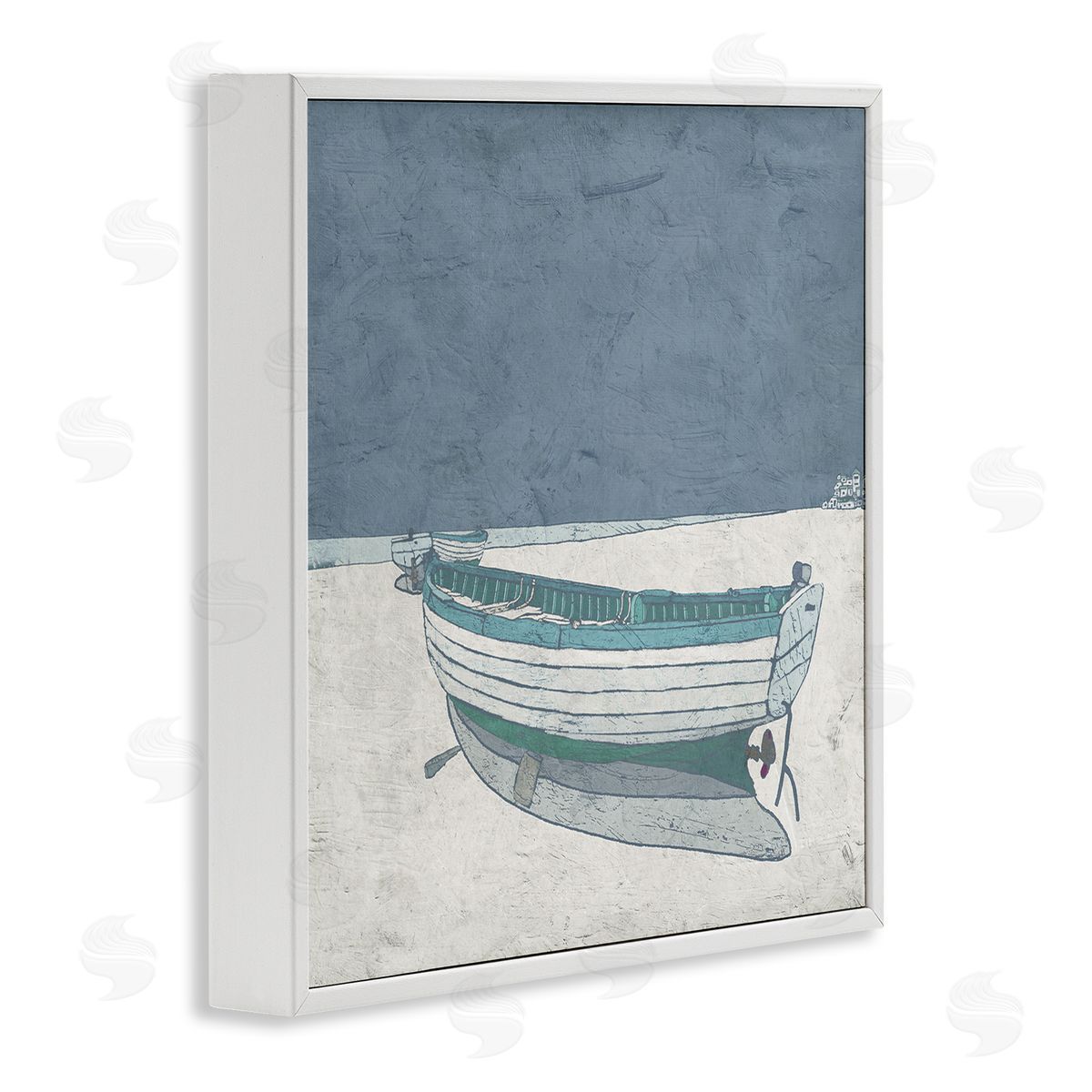 Ynon Mabat Rustic Boat on Sand Monochromatic Nautical Beach City White Framed Glicee Wall Art Print