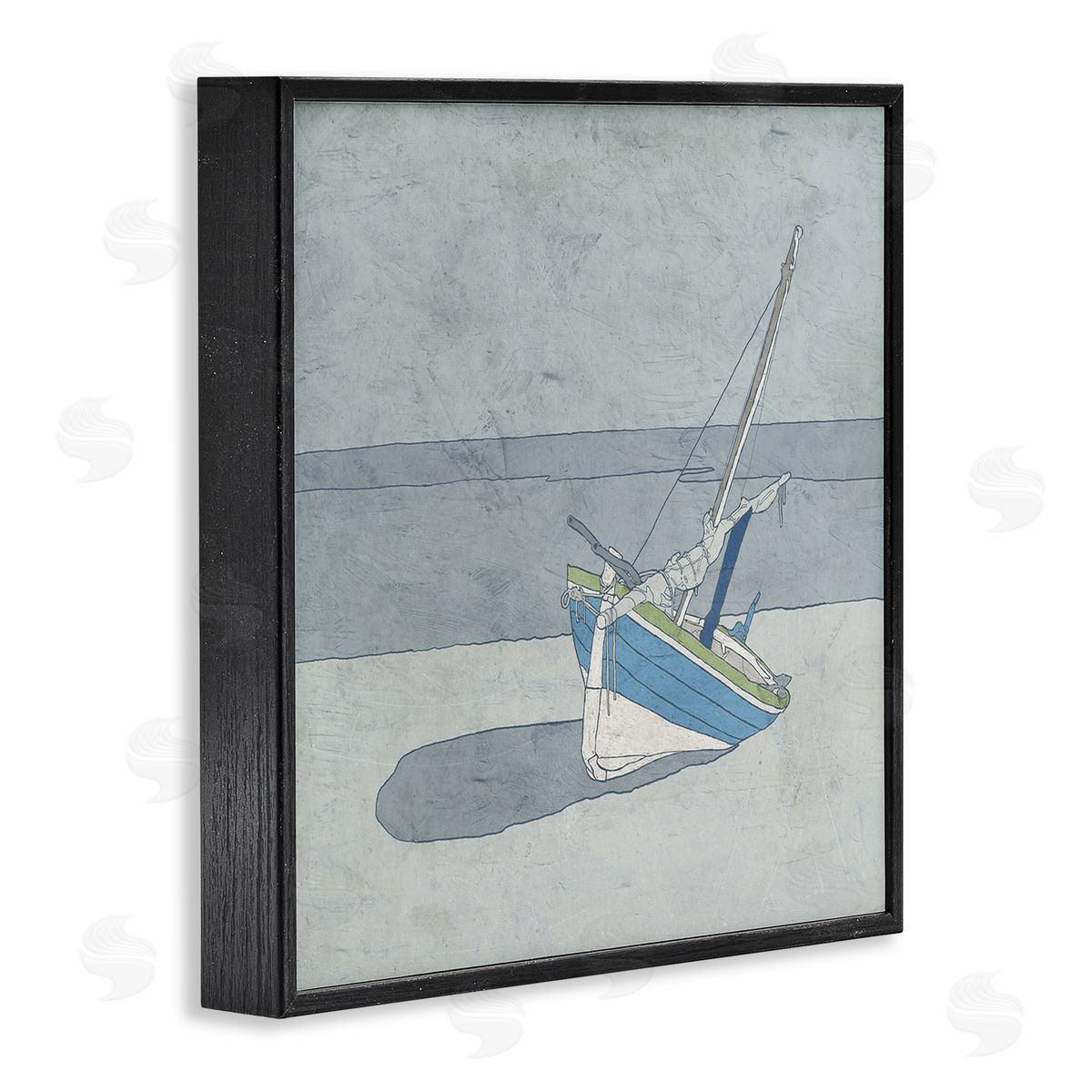 Ynon Mabat Sailboat at Beach Coast Muted Nautical Ship Black Framed Glicee Wall Art Print