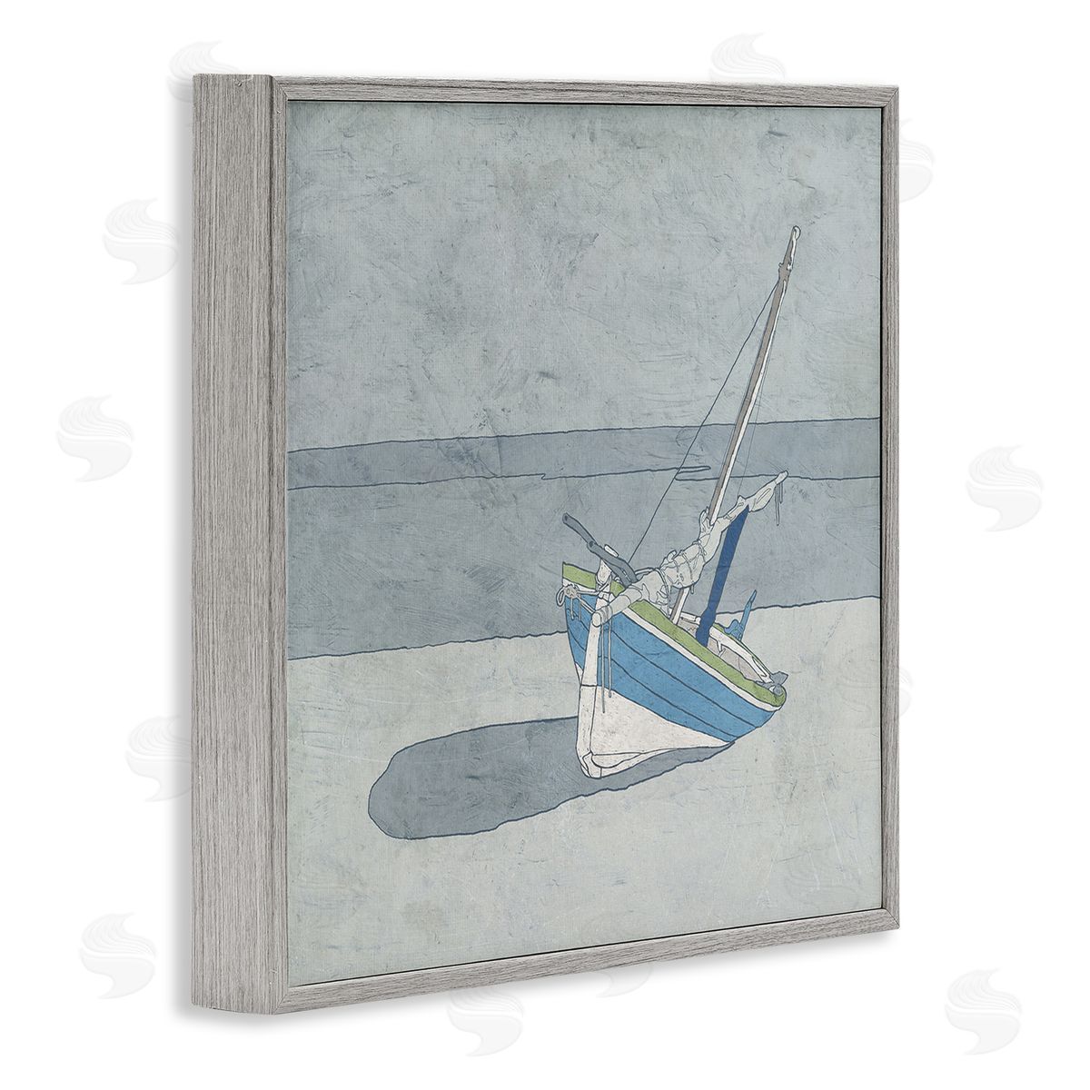 Ynon Mabat Sailboat at Beach Coast Muted Nautical Ship Gray Framed Glicee Wall Art Print
