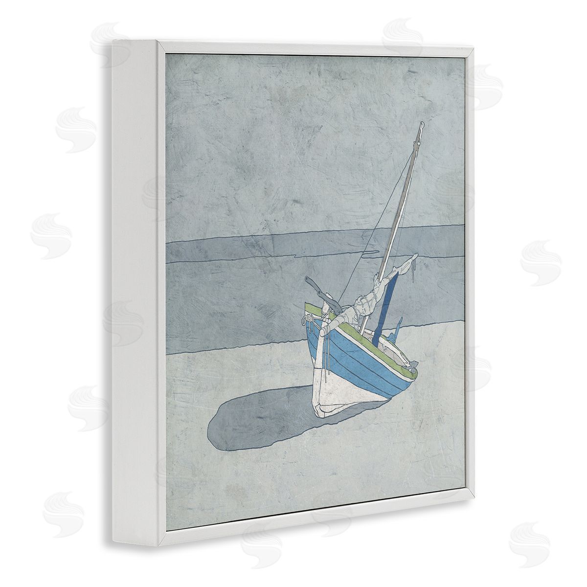 Ynon Mabat Sailboat at Beach Coast Muted Nautical Ship White Framed Glicee Wall Art Print