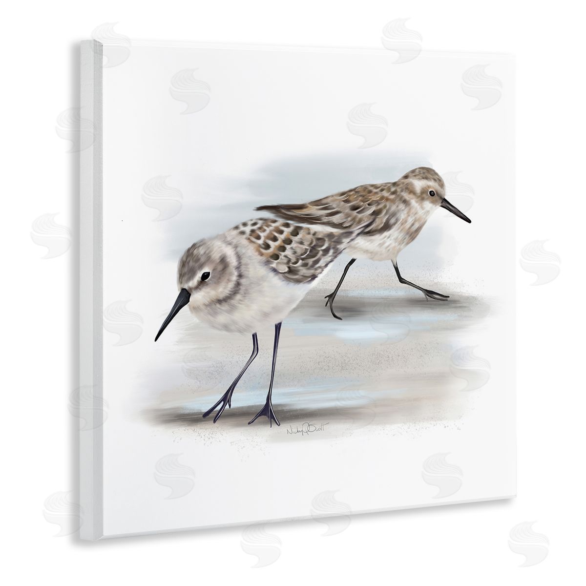 Sandpiper Pair on Sandy Beach Wood Plaque Wall Art, Home Decor by Studio Q