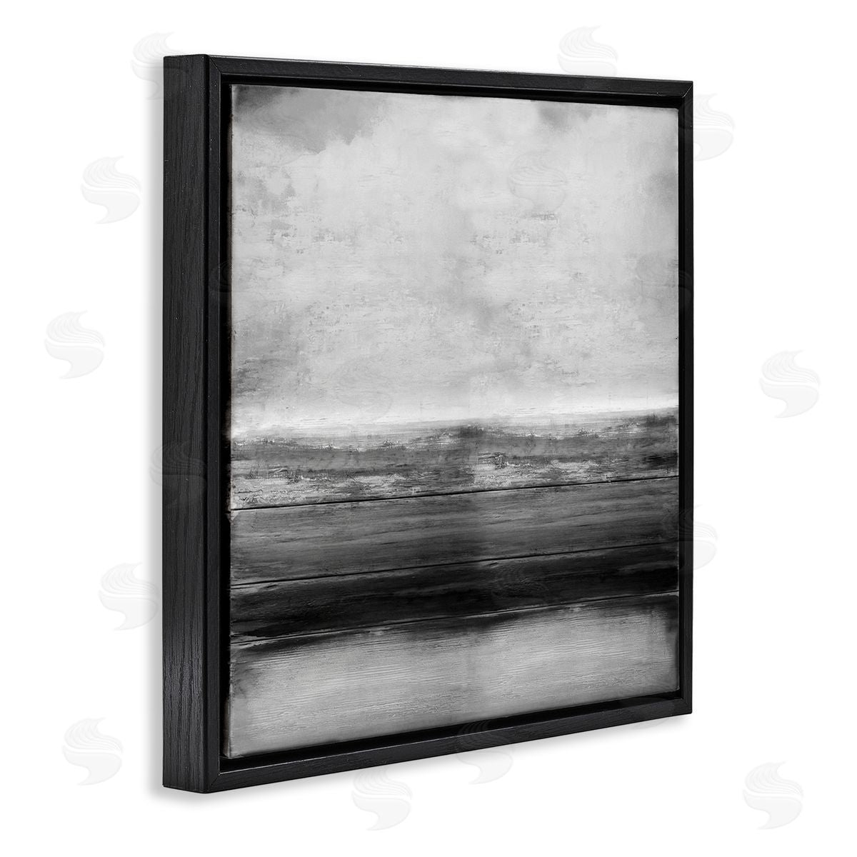 Monochromatic Grey Rustic Abstraction Black Floating Frame Canvas Wall Art, Home Decor by Taylor Hamilton