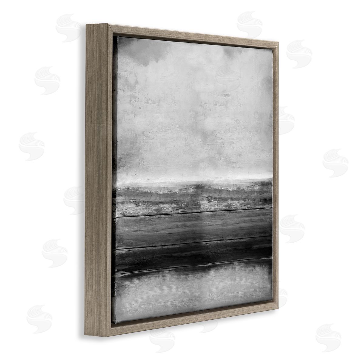 Monochromatic Grey Rustic Abstraction Brown Floating Frame Canvas Wall Art, Home Decor by Taylor Hamilton