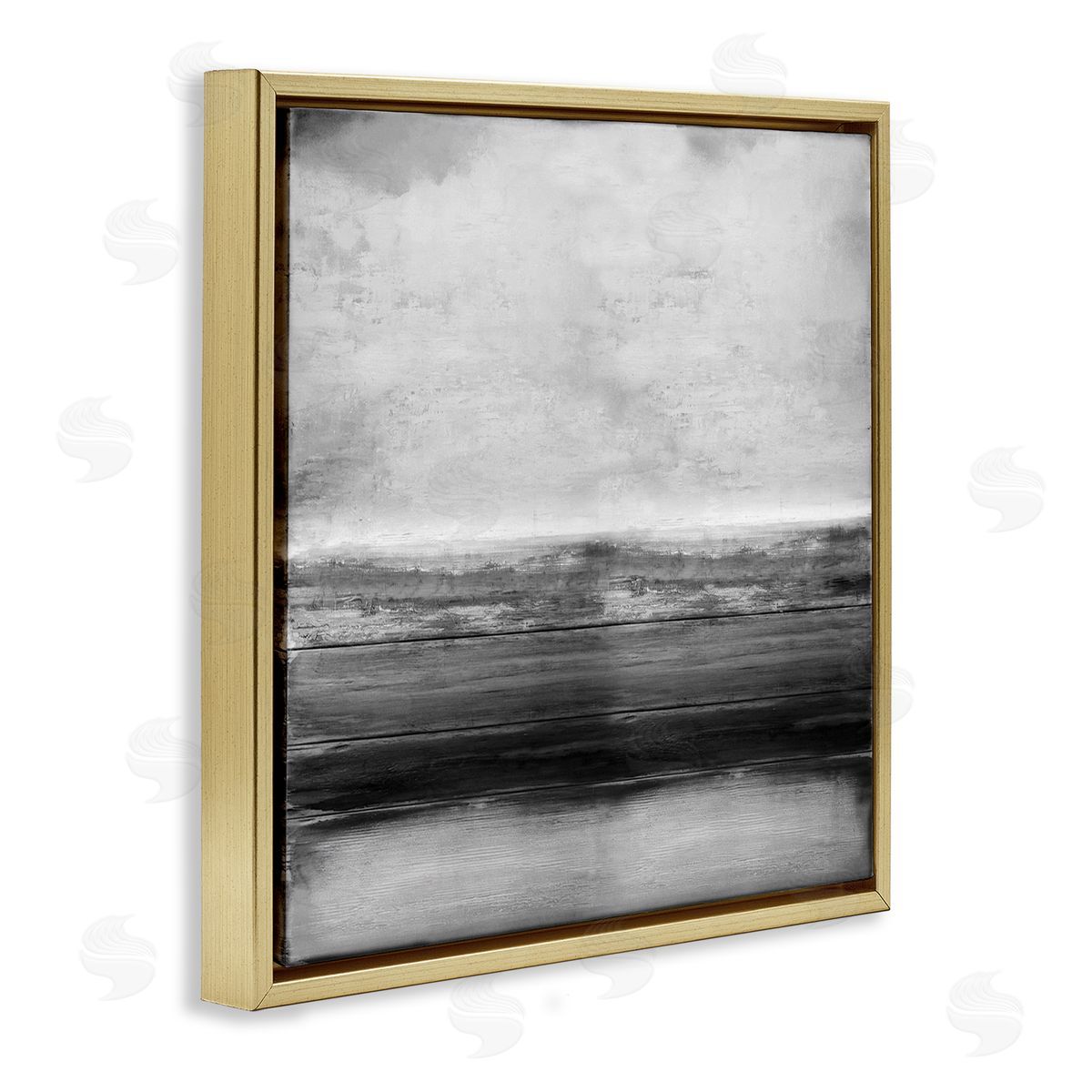 Monochromatic Grey Rustic Abstraction Gold Floating Frame Canvas Wall Art, Home Decor by Taylor Hamilton