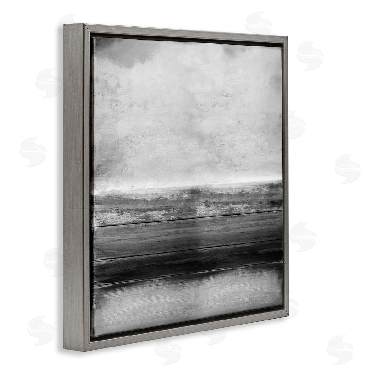 Monochromatic Grey Rustic Abstraction Grey Floating Frame Canvas Wall Art, Home Decor by Taylor Hamilton