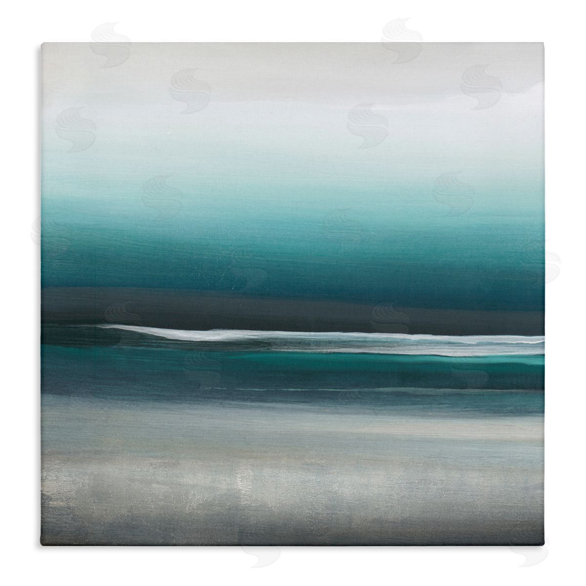 KC Haxton Stormy Coast Abstract Nautical Landscape Grey Blue Pop Stretched Canvas Wall Art Print