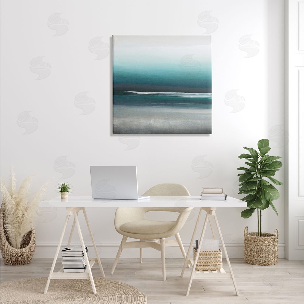 KC Haxton Stormy Coast Abstract Nautical Landscape Grey Blue Pop Canvas Wall Art in Room